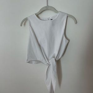 Aqua white crop top XS